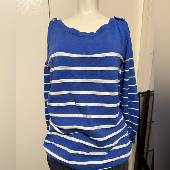 Banana Republic Tops - Banana Republic Blue and White Striped Sweatshirt